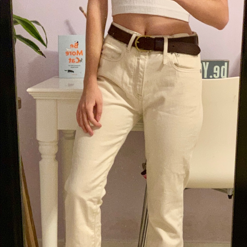 cream colored R 13 jeans